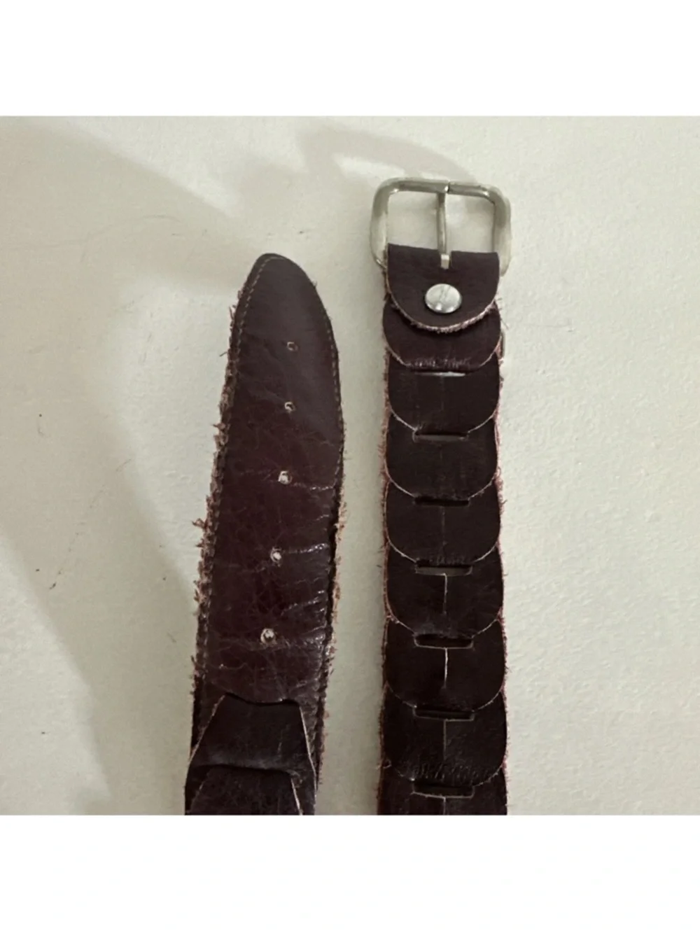 Vintage Leather Braided Interlocking Belt Oxblood/Burgundy Medium